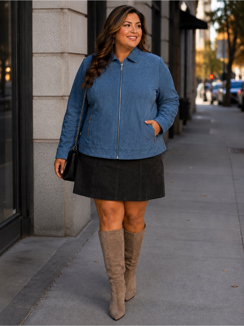 Vintage NWT Pamela McCoy Blue Suede Leather Jacket